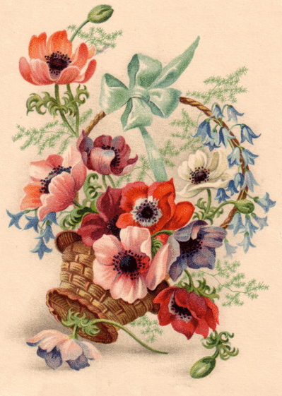 Carte Corbeille De Fleurs Ancienne : Envoyer une Carte 